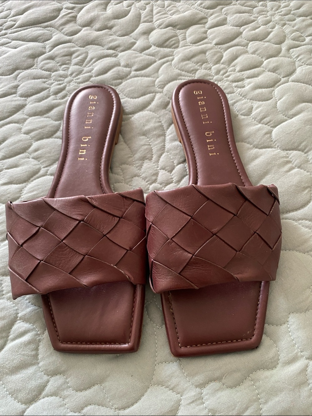 Gianni Bini Woven Slide Mules in Deep Burgundy